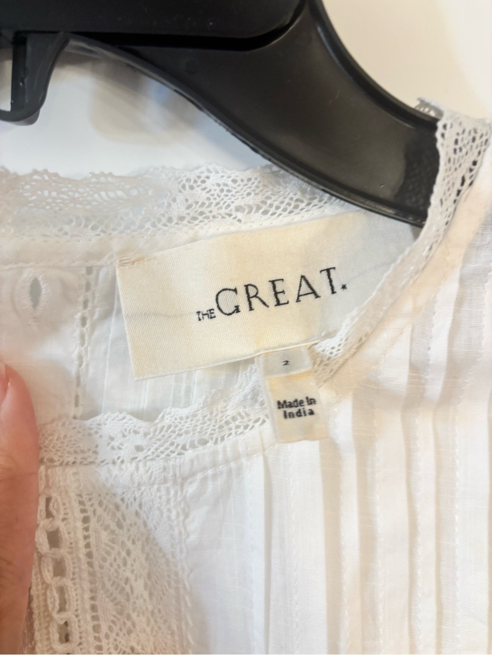 new The Great Sonnet lace inset cotton voile sleeveless blouse in true white - Picture 8 of 9